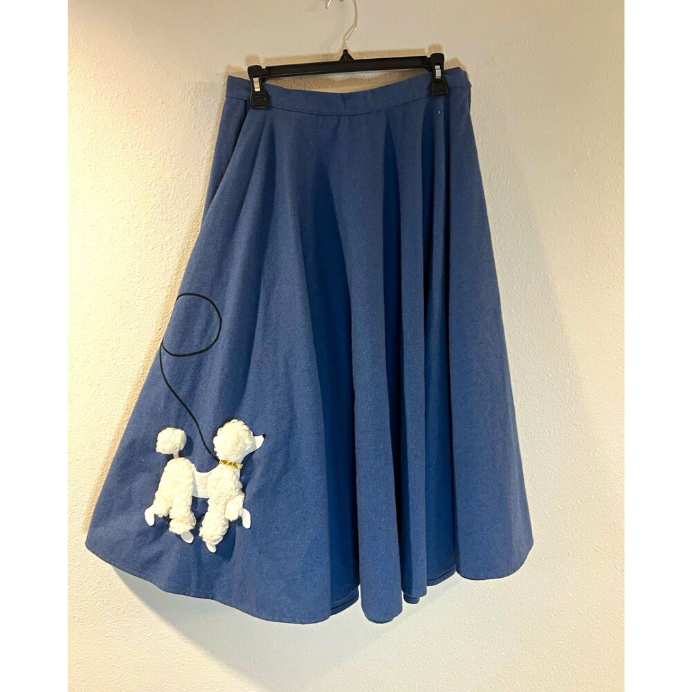 Women's Poodle Skirt Blue Wool 50’s Embroidered